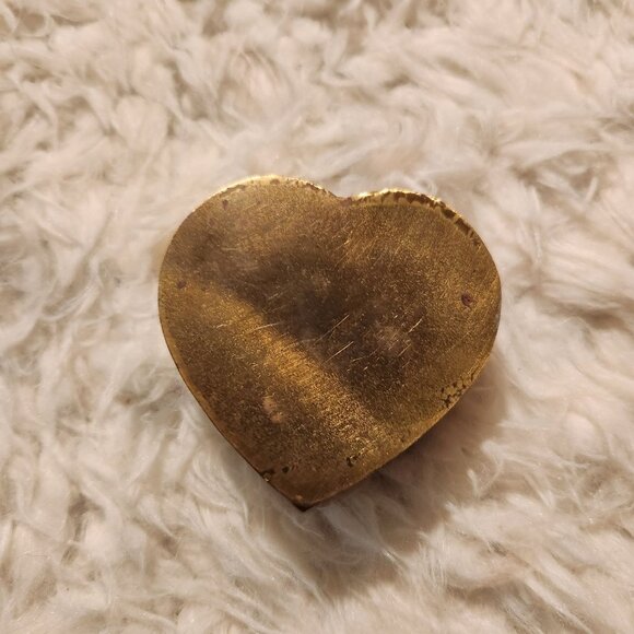 Vintage Heart-Shaped Brass Trinket Box MCM Cottage Fairy Boho - Picture 6 of 8